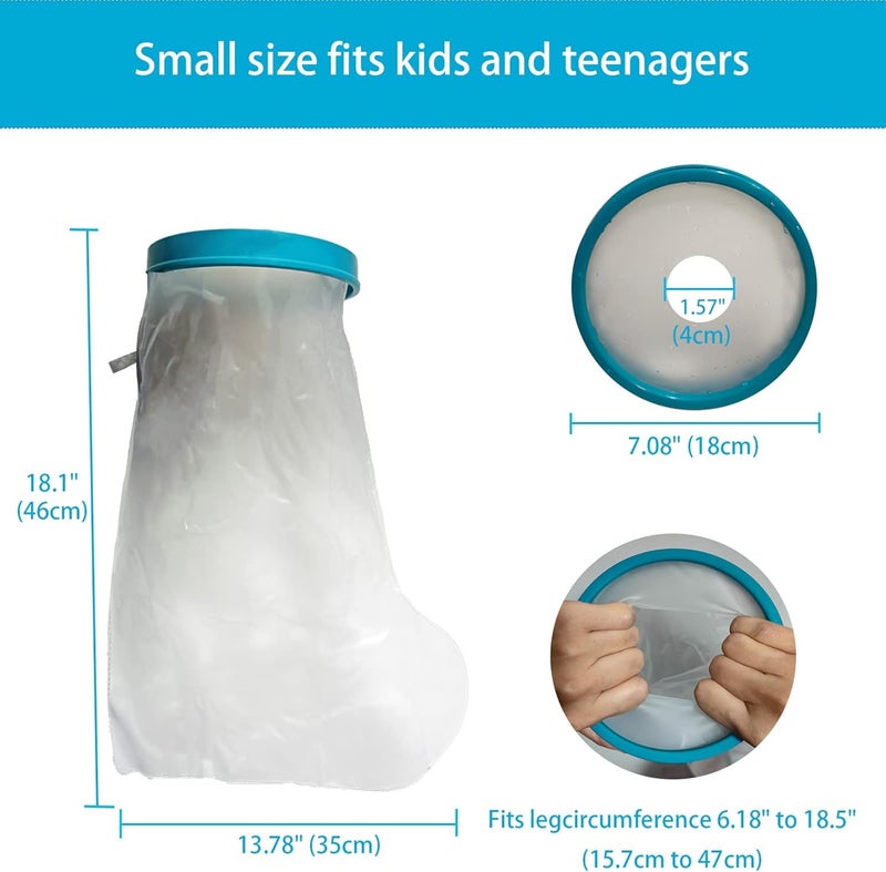Tideshake 100% Waterproof Kid Leg Cast Cover for Showering, Reusable Kid Short Leg Cast Protector, Cast Covers for Shower Leg, Cast Bag for Shower, Cast Cover for Showering Foot (18inch) - Image 2